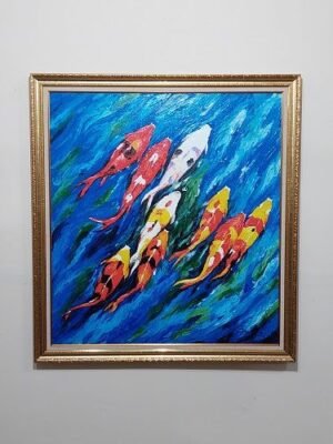 Lukisan kanvas ikan koi 100 x 110 cm rd SUK