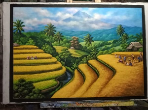 Lukisan kanvas panen 90x130 cm DW