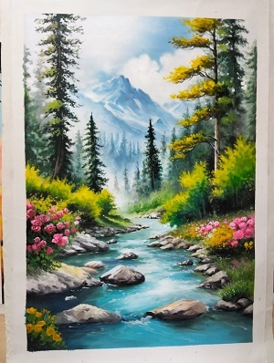 Lukisan kanvas pemandangan alam 130X90 cm SIM