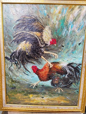 Lukisan kanvas ayam 80x60 cm DINR