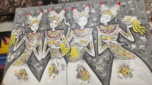 Lukisan kanvas penari 85x135 cm SAU