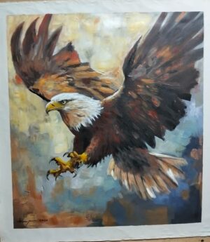 Lukisan kanvas burung elang 110 x 100 cm SIM