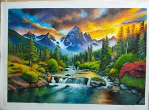 Lukisan kanvas pemandangan alam 90x130 cm SIM