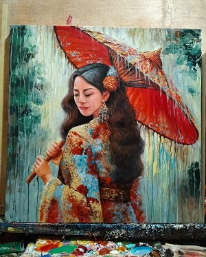 Lukisan kanvas wajah 80x80 cm SIM