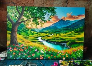 Lukisan kanvas pemandangan alam 90x130 cm DAR