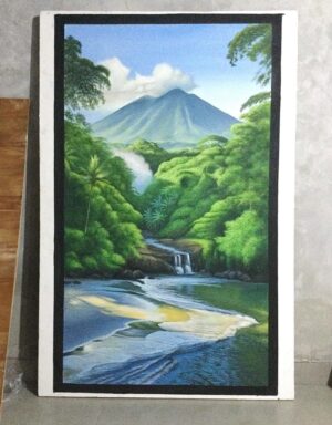 Lukisan kanvas pemandangan air terjun 130X90 cm DW